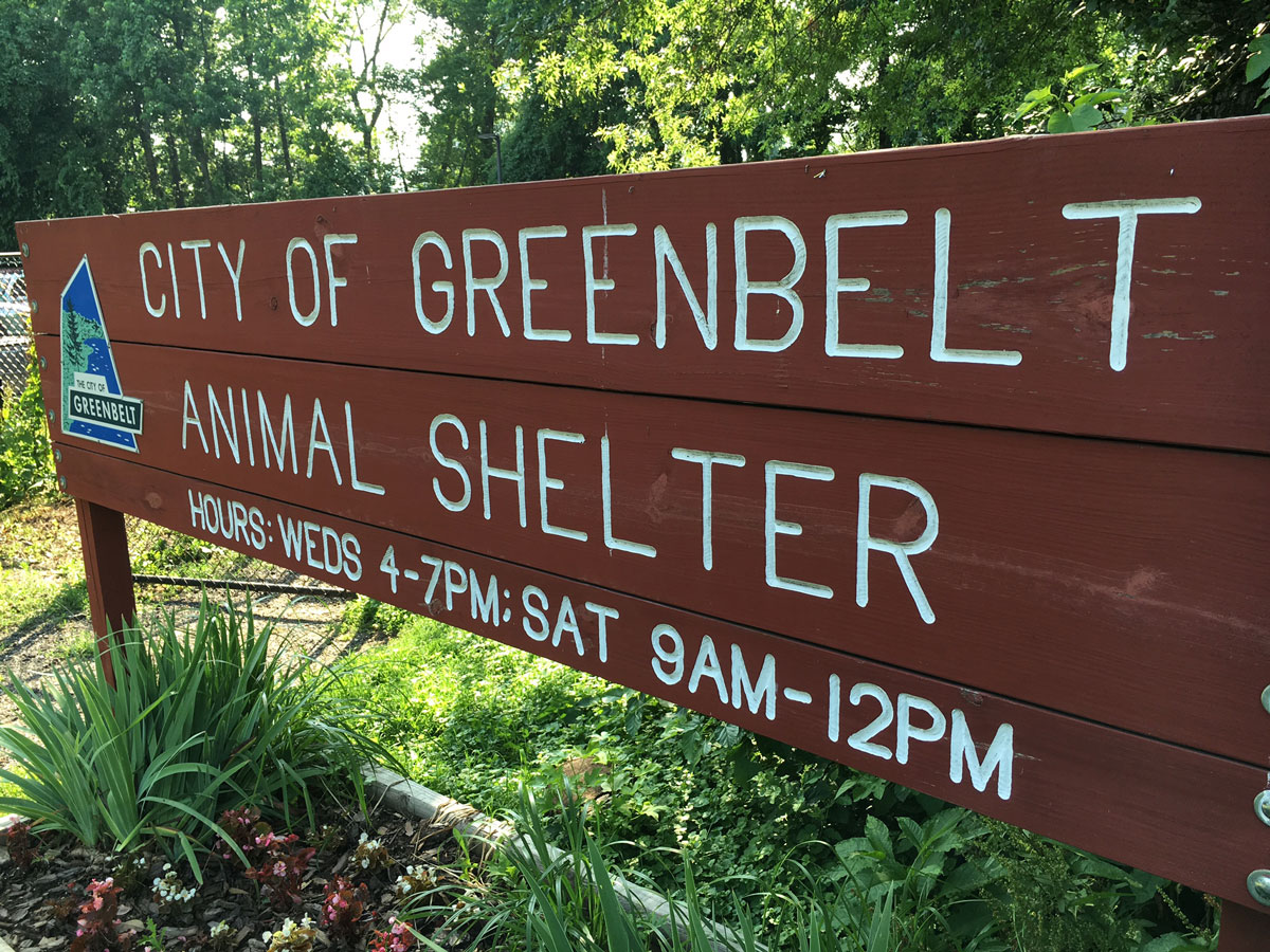 The sign for Greenbelt's animal shelter. (WTOP/Kate Ryan)