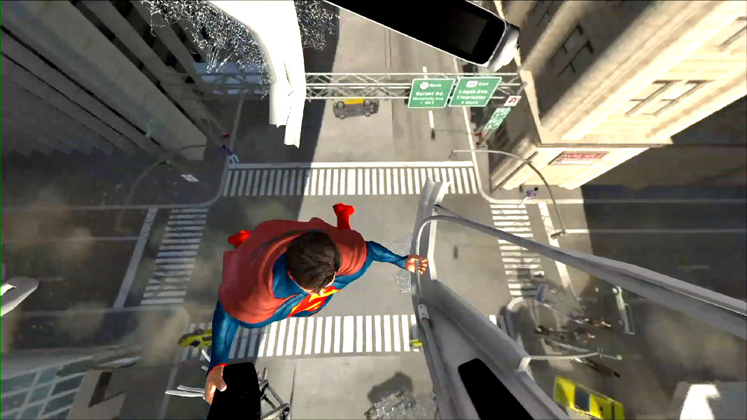 Superman comes to the rescue during this test run of Six Flags America’s SUPERMAN: Ride of Steel Virtual Reality Coaster. (Courtesy Six Flags America)