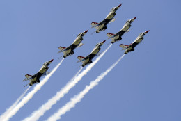 The USAF Thunderbirds are seen on May 8, 2011 in Smyrna, Tennessee. They perform this weekend in Ocean City, Maryland.  (Courtesy U.S. Air Force photo/Staff Sgt Richard Rose Jr)