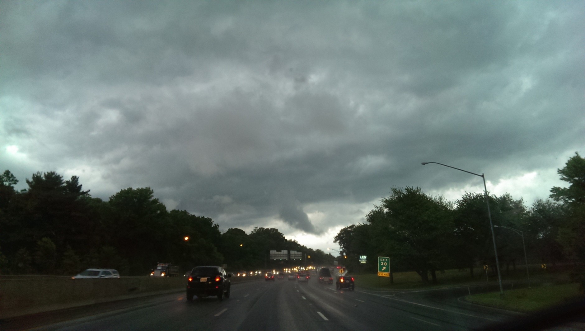 Storm clouds along I-495 heading to Silver Spring, Maryland on June 21, 2016. (Courtesy Jonas Cohen)
