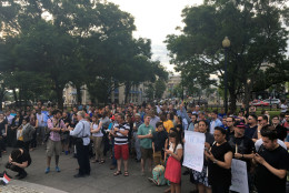The crowd at a vigil in Dupont Circle for the victims of the Orlando shooting. (WTOP/Mike Murillo)