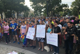 The crowd at a vigil in Dupont Circle for the victims of the Orlando shooting. (WTOP/Mike Murillo)