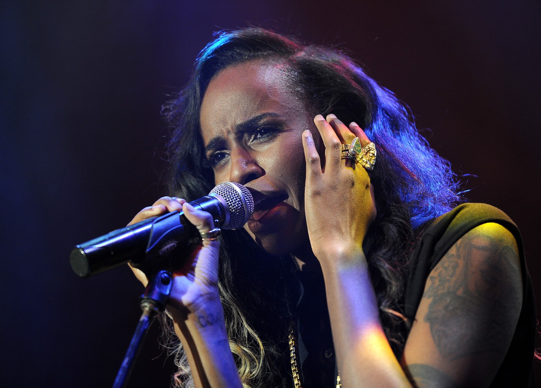 Angel Haze performs at the ELLE 5th annual Women In Music concert celebration at the Avalon Hollywood on Tuesday, April 22, 2014, in Los Angeles (Photo by Chris Pizzello/Invision/AP)