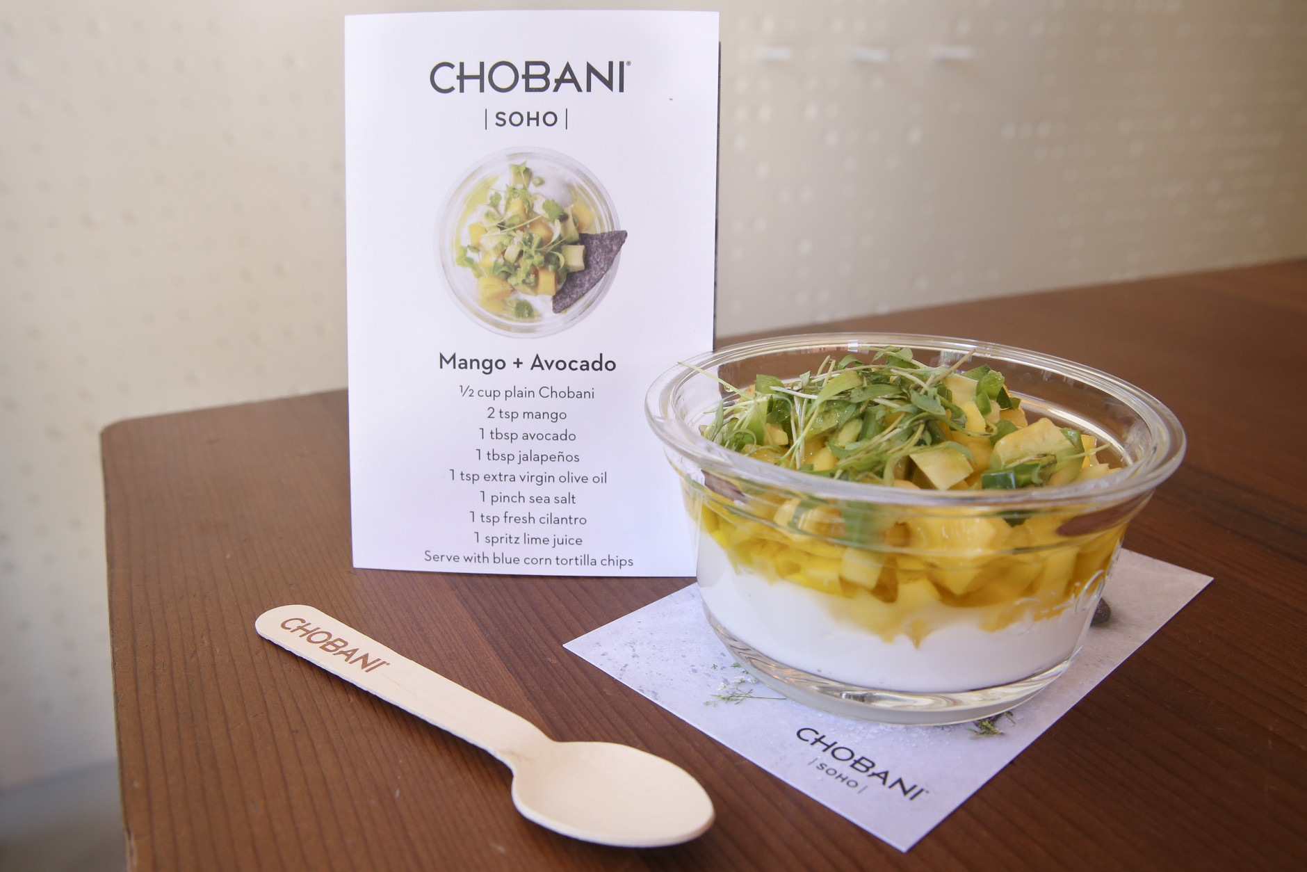 Mango + Avocado Savory Yogurt Creations offered at the Chobani SoHo Café on Thursday, April 24, 2014, in New York. (John Minchillo/AP Images for Chobani)