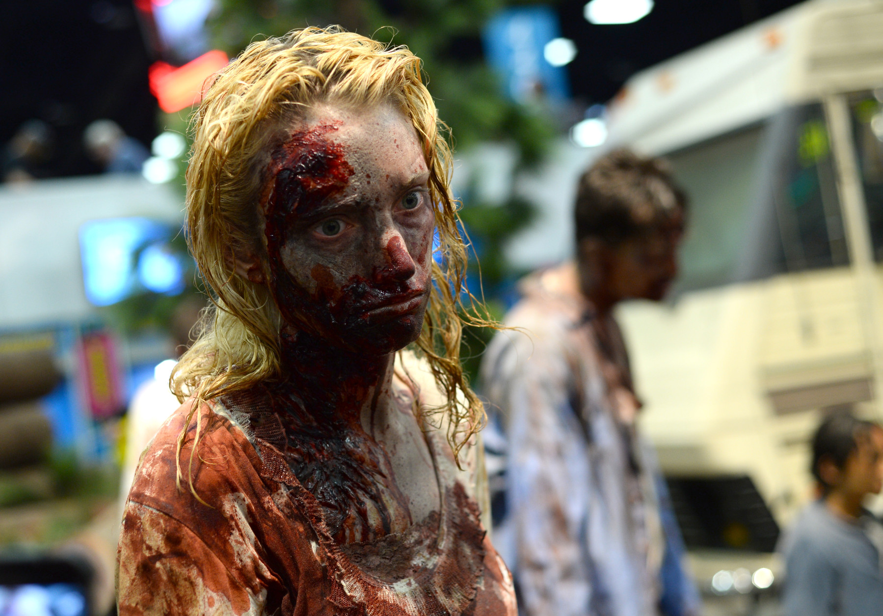 A fan dresses as a zombie on day 3 of Comic-Con International on Saturday, July 23, 2016, in San Diego. (Photo by Al Powers/Invision/AP)