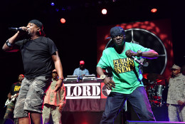 Rappers Flavor Flav, right, and Chuck D of the band Public Enemy perform at the O2 Arena in London, Thursday, June 16, 2016. (Photo by Mark Allan/Invision/AP)