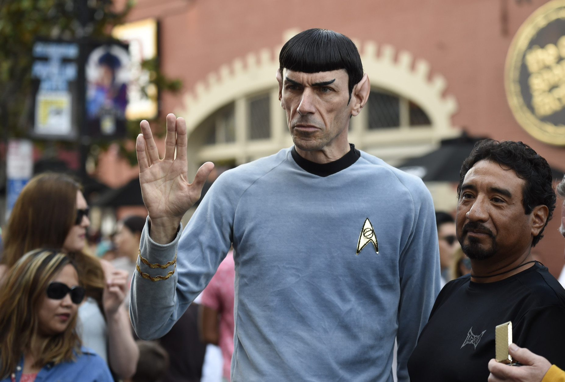 Spock Vegas dressed as Star Trek's Mr. Spock poses for the crowds in the street on day three of the Comic-Con International held at the San Diego Convention Center Saturday July 23, 2016 in San Diego.  (Photo by Denis Poroy/Invision/AP)