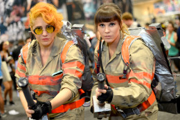 Sara Maldonadao, of Denver, left, and Alison Sumo, of Placentia, Calif., dress as characters from the film, "Ghostbusters" on day 2 of Comic-Con International on Friday, July 22, 2016, in San Diego. (Photo by Al Powers/Invision/AP)