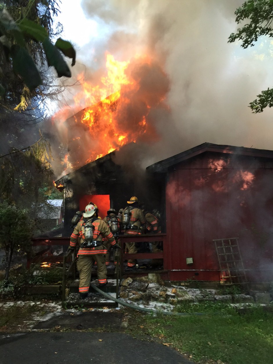 Montgomery County Fire worked to extinguish a house fire  Saturday morning on Norbeck Road in Silver Spring, Maryland. (Montgomery County Fire/Pete Piringer)
