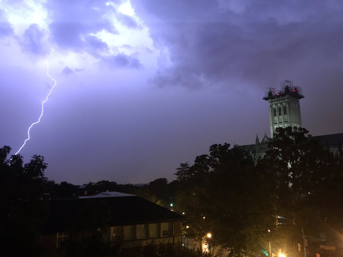 Lightning is seen near the National Cathedral in Northwest, D.C. (Twitter/@cbuchanan00)