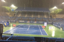 The storms forced play to be suspended at the Citi Open for the night on July 19, 2016. (WTOP/Ben Raby)