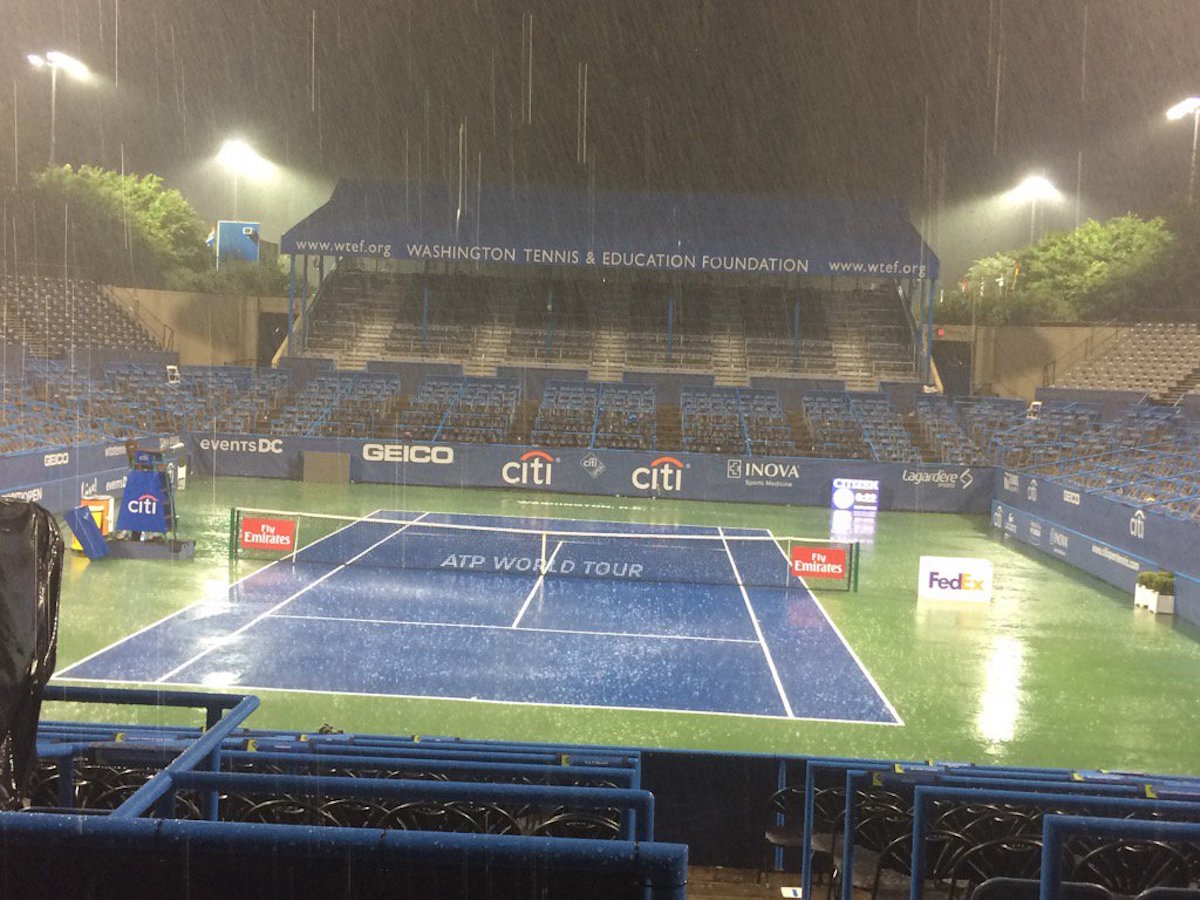 The storms forced play to be suspended at the Citi Open for the night on July 19, 2016. (WTOP/Ben Raby)