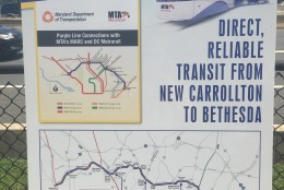 Gov. Hogan said public transportation will also play a key role, since the state now has a full funding agreement from the federal government for the $2.4 billion Purple Line light rail project which will run between New Carrolton and Bethesda. (WTOP/Mike Murillo)