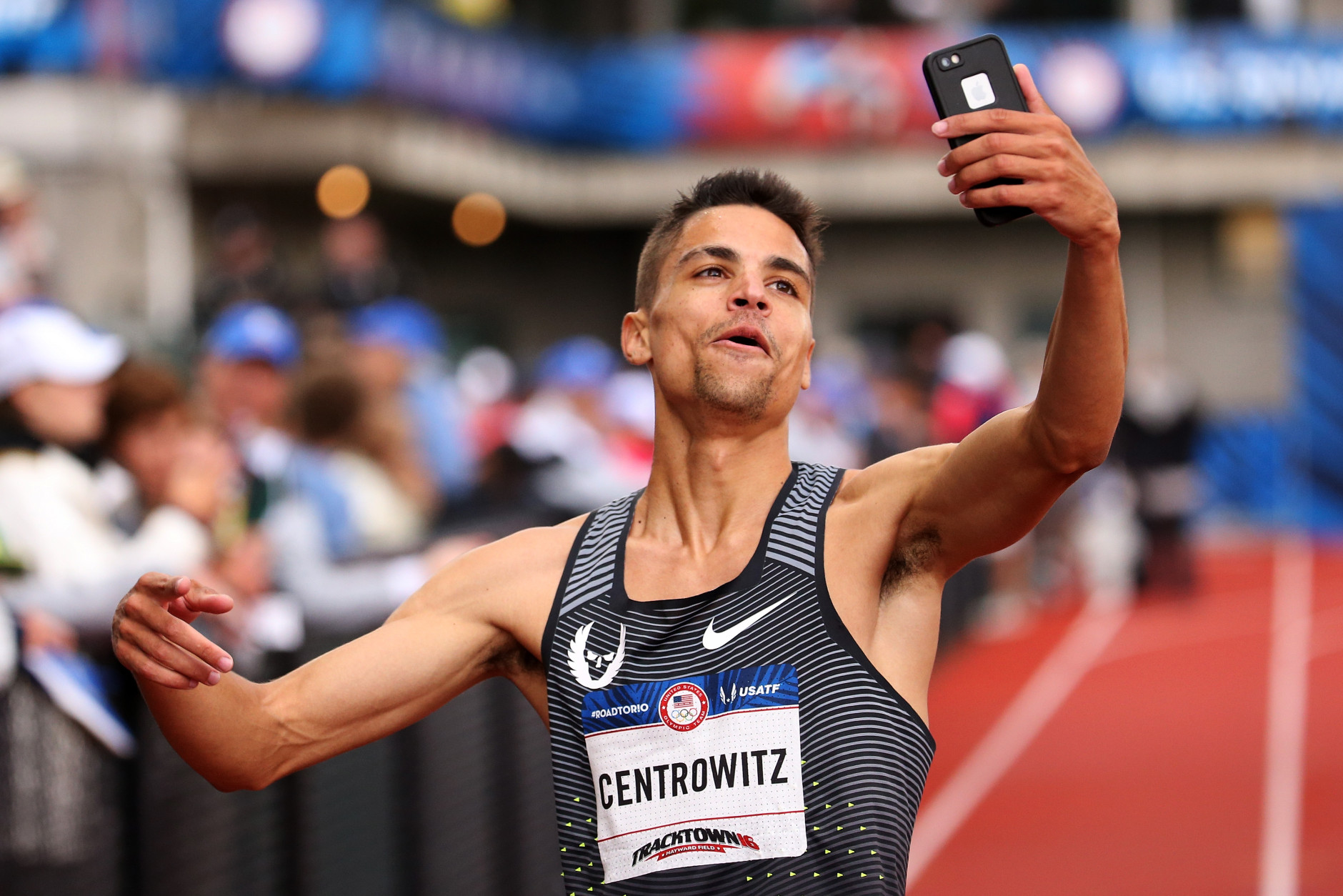 EUGENE, OR - JULY 10:  Matthew Centrowitz celebrates after placing first in the Men's 1500 Meter Final during the 2016 U.S. Olympic Track &amp; Field Team Trials at Hayward Field on July 10, 2016 in Eugene, Oregon.  (Photo by Andy Lyons/Getty Images)