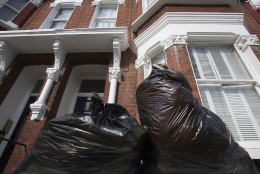 LONDON - APRIL 26:  Bags of rubbish await collection on a domestic street in Clapham on April 26 2007 in London. Many councils in the UK are considering introducting rubbish collections once a fortnight to encourage greater household recycling.  (Photo by Matt Cardy/Getty Images)