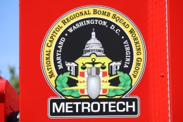 The logo on the side of one of Montgomery County Fire and Rescue's bomb squad trucks. (WTOP/Kate Ryan)