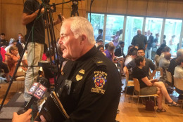 "I'm not saying there aren't bad police officers who've done some very bad things in this country. All I'm asking is that we not paint every single police officer in this country with that same broad brush," Police Chief Tom Manger said. (WTOP/Dick Uliano)