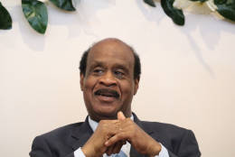 Montgomery County Executive Isiah "Ike" Leggett told attendees at the ceremony's news conference at the Islamic Society of Germantown that he wanted to make it clear “that acts of hatred against Muslims will not be tolerated in Montgomery County.” (WTOP/Kate Ryan)
