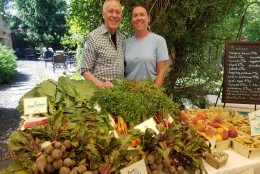The Village Market, a weekly farmers market that runs all summer and through Oct. 30, is the latest project from The Inn at Little Washington. Pictured: Chef and Proprietor Patrick O'Connell with Joneve Murphy. (Courtesy Rachel Hayden/Inn at Little Washington)