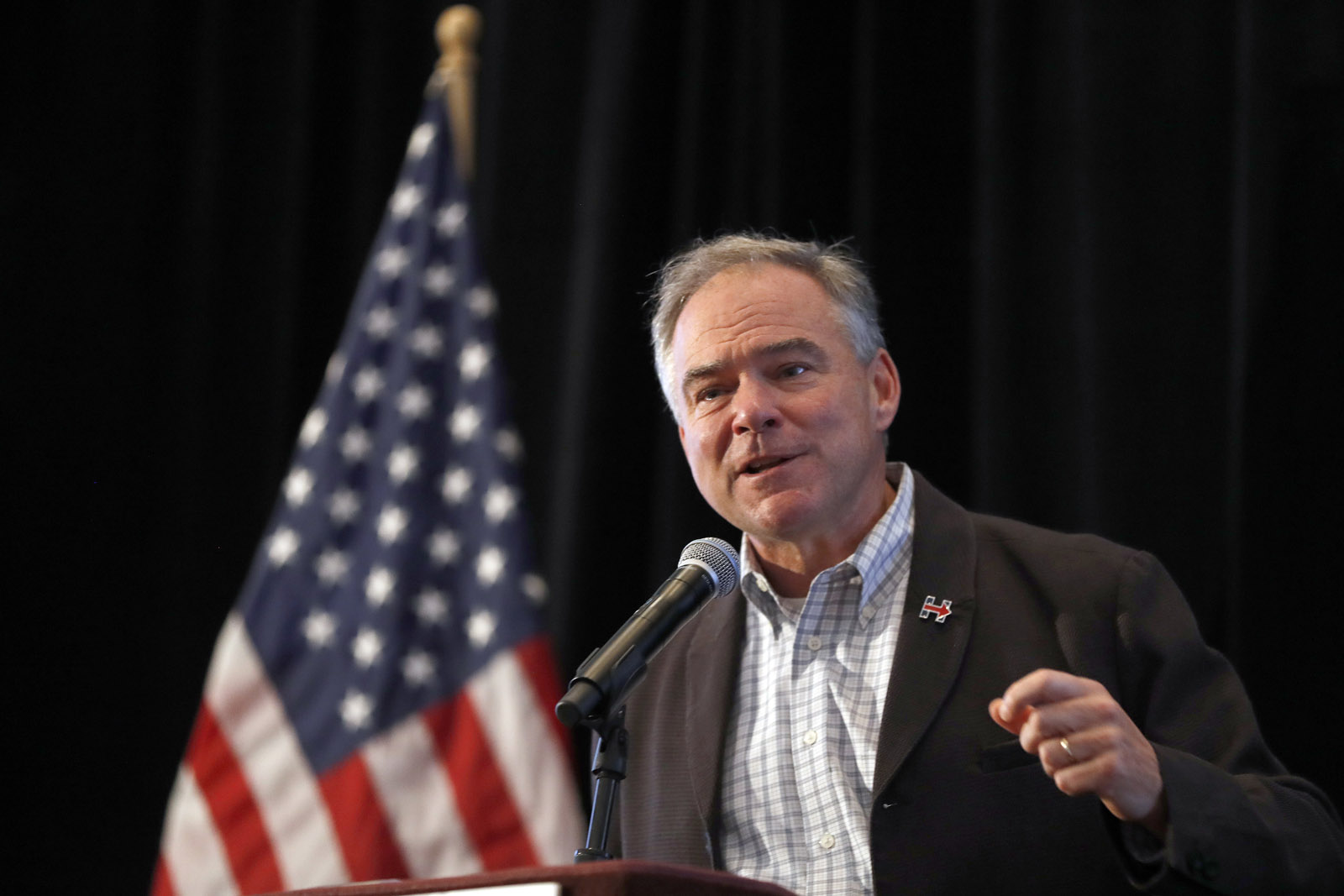 Democratic Vice Presidential candidate, Sen. Tim Kaine, D-Va., speaks during a breakfast for the Virginia delegates, Wednesday, July 27, 2016, in Philadelphia. (AP Photo/Mary Altaffer)