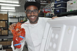 Kwame Onwuachi just got back from a food-focused trip to Maine, where he traveled around The Pine Tree State and ate nothing but lobster. It was all in the name of research for his new partnership with the Maine Lobster Marketing Collaborative, which he joined to learn more about the beloved crustacean. (WTOP/Rachel Nania)