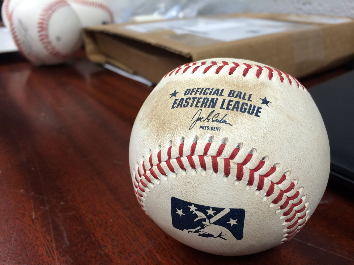 A defective ball stains on the label. Rose says about one ball in a thousand will do this. (WTOP/Noah Frank)