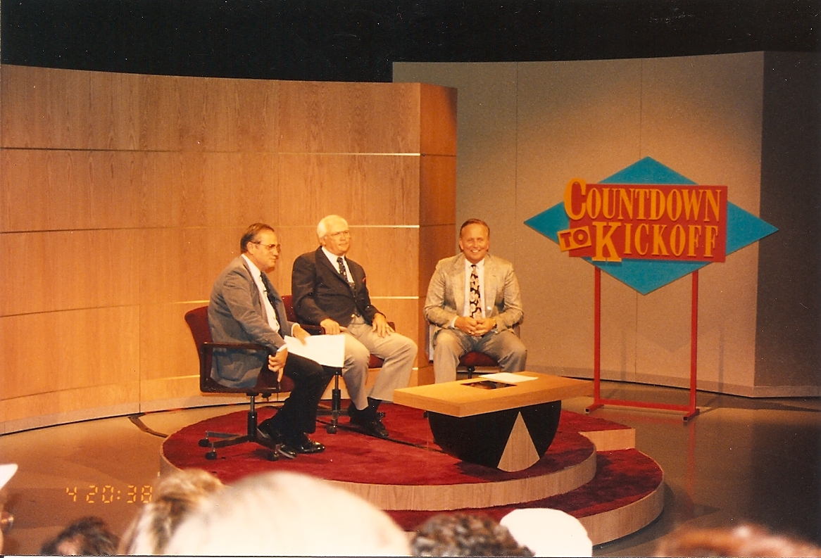 Frank Herzog on the set of the Countdown to Kickoff show in 1992. (Courtesy Tom Buckley)