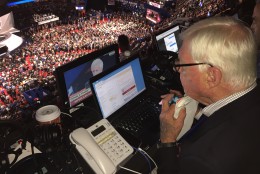 WTOP's Dave McConnell reports live from Cleveland on the final day of the Republican National Convention on Thursday, July 21, 2016. (WTOP/Brennan Haselton)