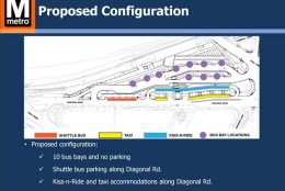 The proposed configuration for King Street Metro station. The station will undergo two phases of construction over two years to add more bus bays, resulting in the elimination of parking. (WMATA)