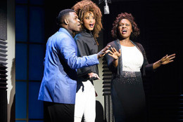 Caption provided: (L to R) Juan Winans as BeBe, Kiandra Richardson as Whitney Houston and Deborah Joy Winans as CeCe in "Born for This: The BeBe Winans Story," which runs July 1-Aug. 28, 2016 at Arena Stage at the Mead Center for American Theater. (Photo by Greg Mooney; Courtesy Alliance Theatre.)