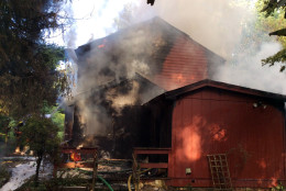 A house fire broke out Saturday morning in Silver Spring, Maryland. The occupant of the house was able to escape uninjured. (Montgomery County Fire/Pete Piringer)