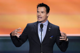 Actor Antonio Sabato, Jr., speaks during the opening day of the Republican National Convention in Cleveland, Monday, July 18, 2016. (AP Photo/J. Scott Applewhite)