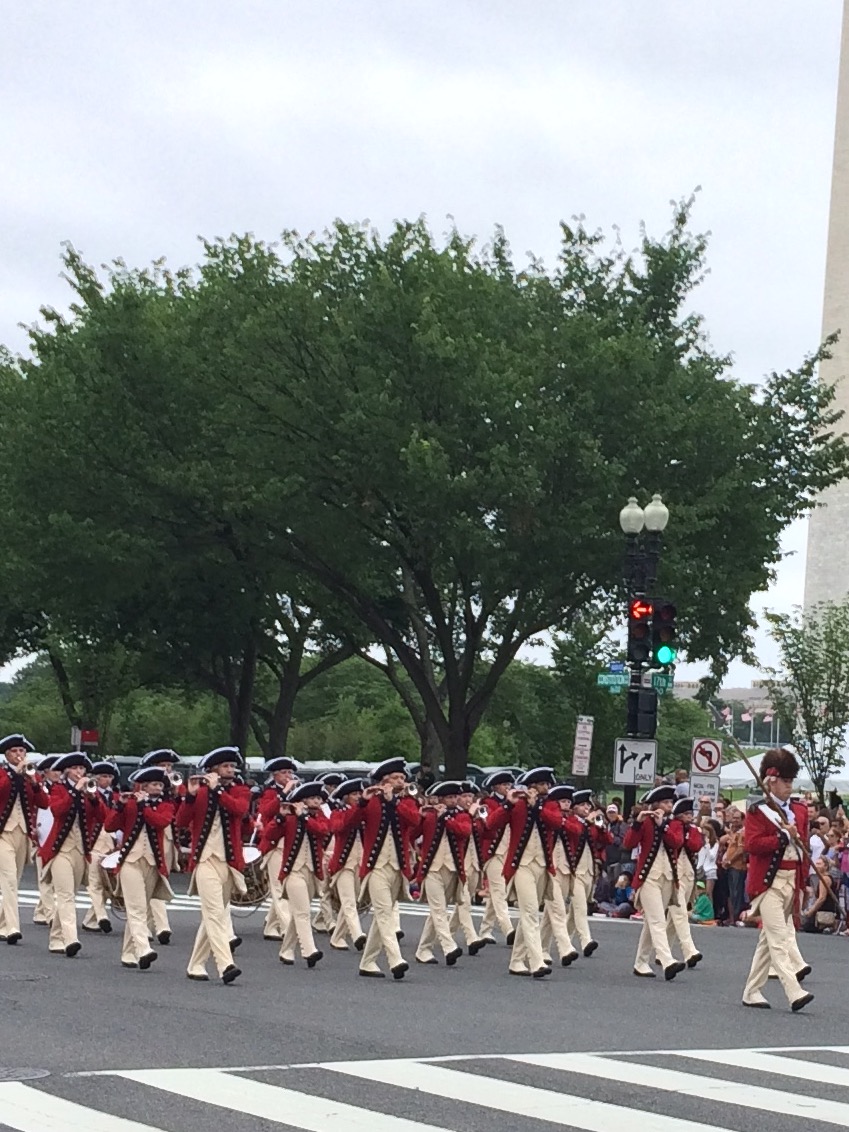 Costumed musicians promenade along Constitution Avenue in Washington, D.C. during the National Independence Day Parade, July 4, 2016. (Dick Uliano/WTOP)