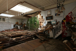 A view from inside one of the damaged buildings on Main Street. (Howard County photo)