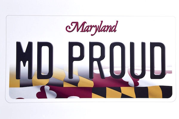 Maryland's new license plate design. (Photo courtesy Maryland governor's office)
