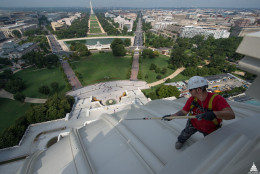 The Architect of the Capitol is in the final painting phase of the Dome Restoration Project. Other restoration work also continues. (Courtesy Architect of the Capitol)