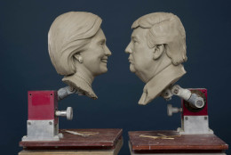 Madame Tussauds Washington, DC shares first photo of Clinton and Trump&apos;s clay head molds in the lead up to November&apos;s 2016 Election. (PRNewsFoto/Madame Tussauds Washington, DC)