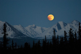 A full moon rises over the mountains in Denali National Park in Alaska.(Courtesy flickr/Katie Thoresen, National Parks Service)