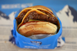 A hamburger is ready to serve at Elevation Burger, in Potomac, Md., Wednesday, June 23, 2010. (AP Photo/Jacquelyn Martin)