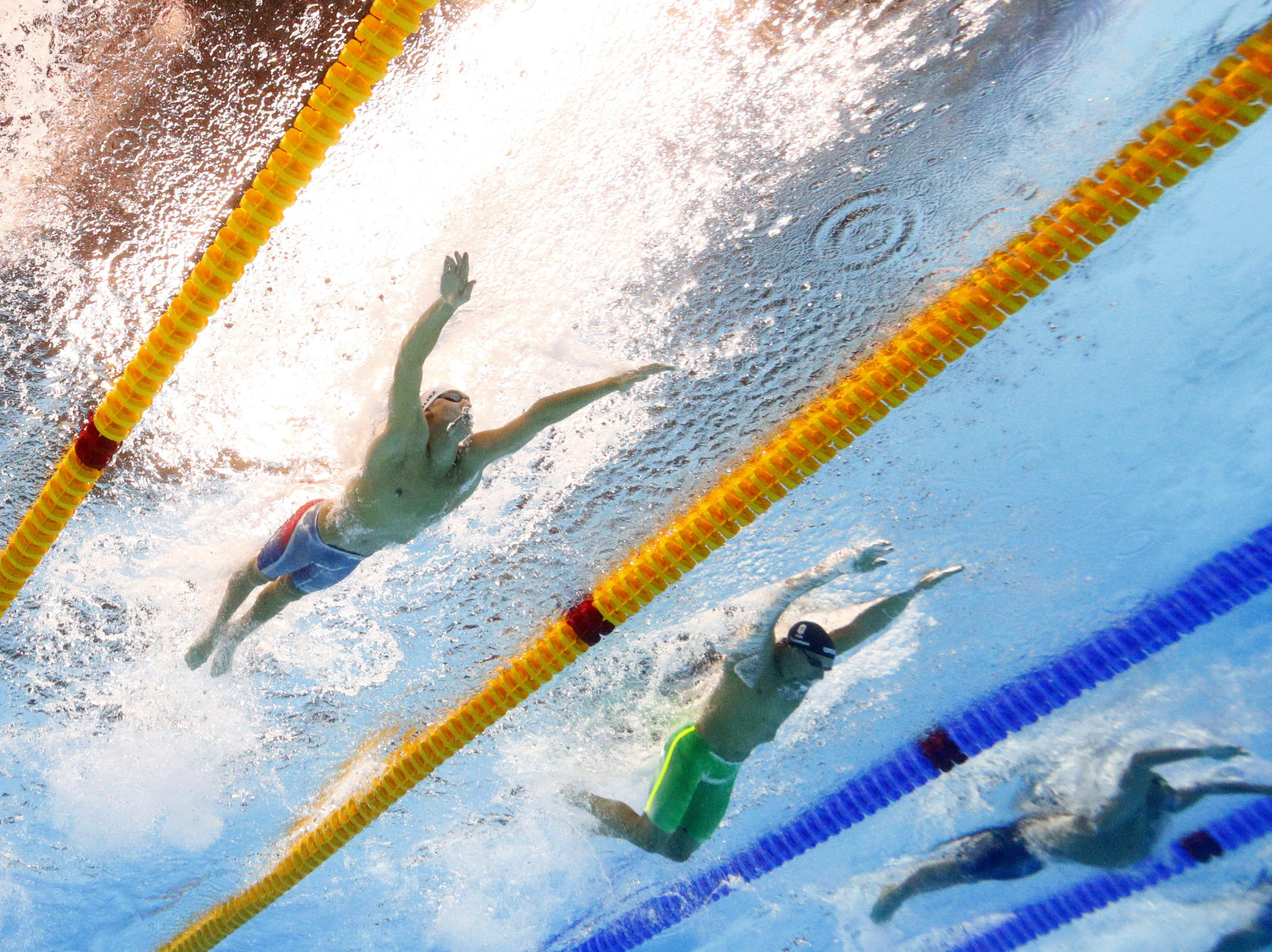United States' Chase Kalisz, left, competes in a heat of the men's 400m individual medley during the swimming competitions at the 2016 Summer Olympics, Saturday, Aug. 6, 2016, in Rio de Janeiro, Brazil. (AP Photo/David J. Phillip)
