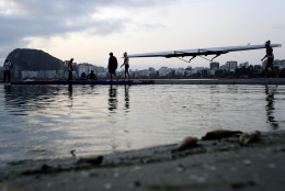 New Zealand rowers prepare to practice prior to competition during the 2016 Summer Olympics in Rio de Janeiro, Brazil, Tuesday, Aug. 9, 2016. (AP Photo/Matt York)
