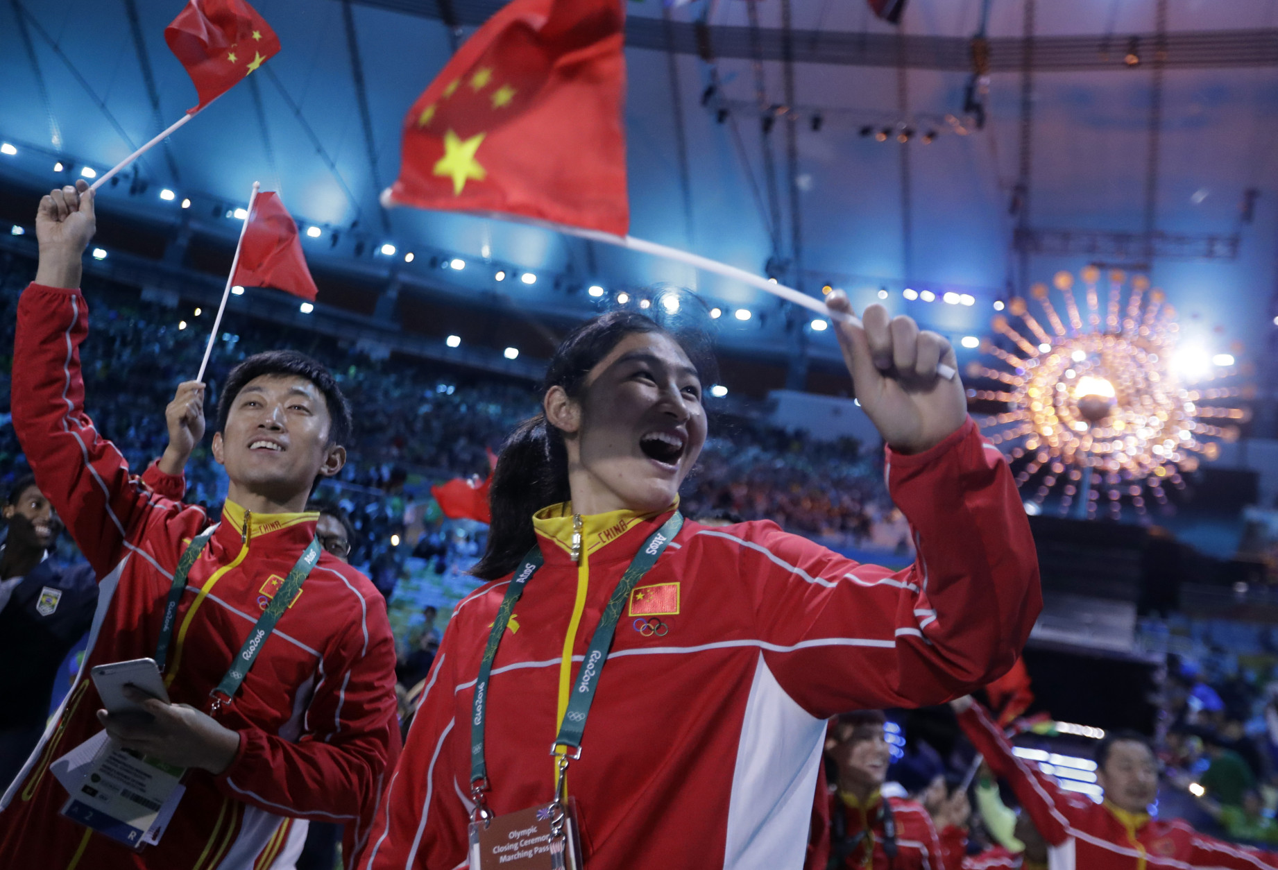 Athletes from China march in during the closing ceremony in the Maracana stadium at the 2016 Summer Olympics in Rio de Janeiro, Brazil, Sunday, Aug. 21, 2016. (AP Photo/David Goldman)