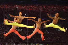Dancers perform during the closing ceremony in the Maracana stadium at the 2016 Summer Olympics in Rio de Janeiro, Brazil, Sunday, Aug. 21, 2016. (AP Photo/David Goldman)