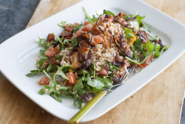 This June 30, 2014 photo shows farro and arugala salad in Concord, N.H. (AP Photo/Matthew Mead)