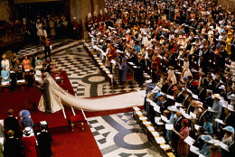 Prince Charles and Lady Diana Spencer are shown at their wedding ceremony held at St. Paul's Cathedral in London on July 29, 1981.  (AP Photo)