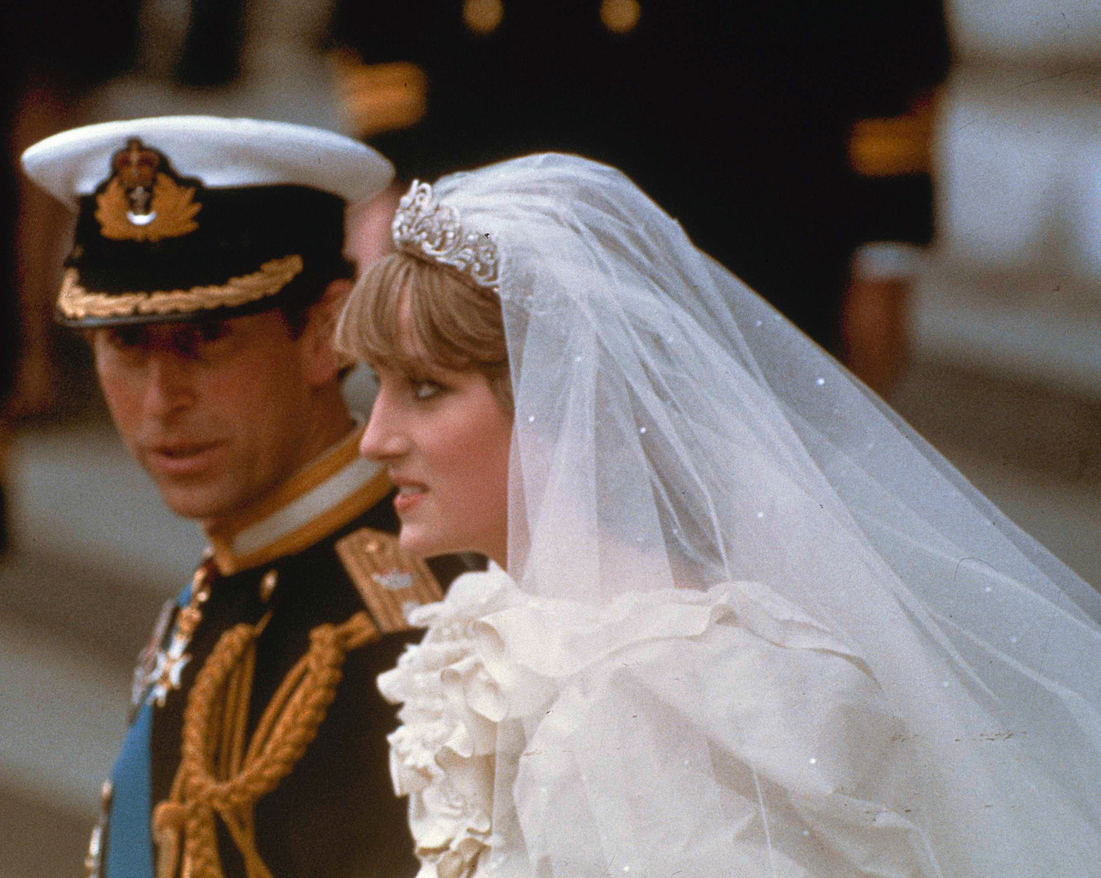 Prince Charles and his bride Diana, Princess of Wales, march down the aisle of St. Paul's Cathedral at the end of their wedding ceremony on July 29, 1981 in London. (AP Photo)