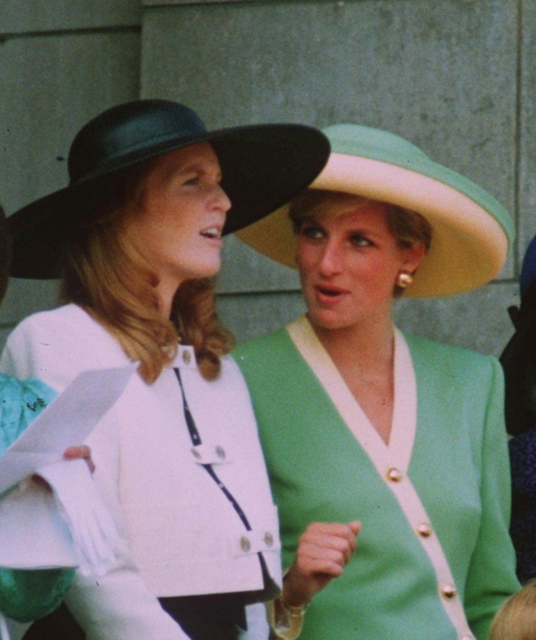 Princess Diana, right, and the Duchess of York attend an event honoring the 50th anniversary of the Battle of Britain at Britain's Buckingham Palace in this Sept. 15, 1990  photo.  (AP Photo/Gil Allen)