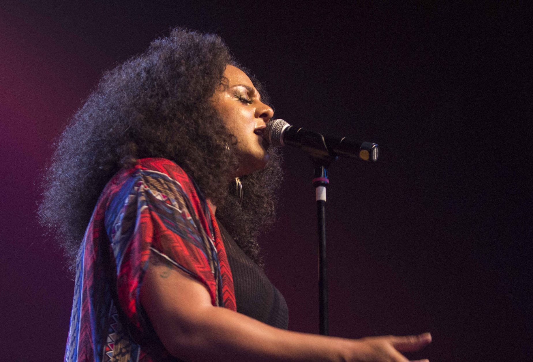 Marsha Ambrosius with Floetry performs during the Floetry Reunion Tour at Center Stage on Saturday, July 11, 2015, in Atlanta. (Photo by Robb D. Cohen/Invision/AP)