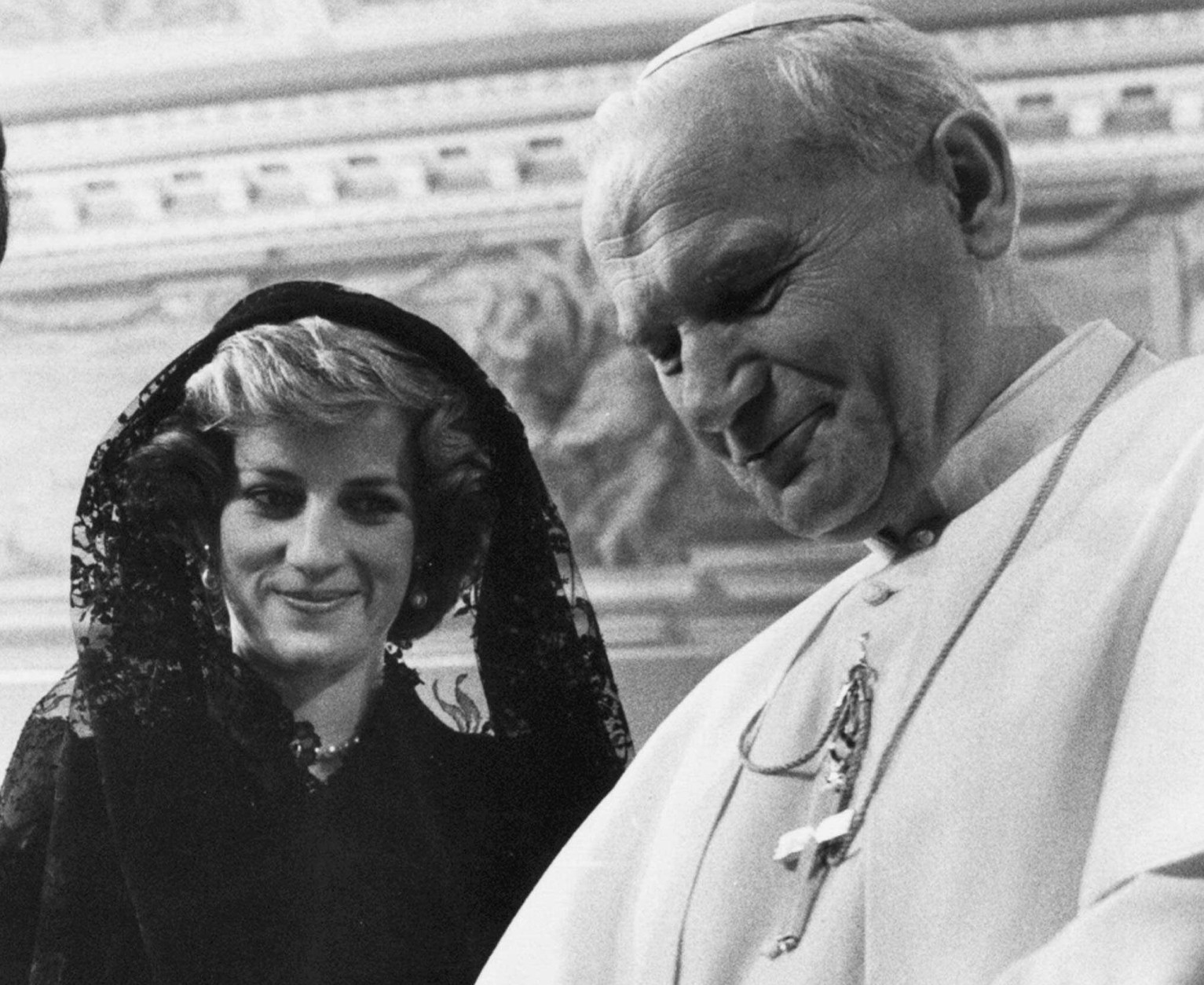 **  FILE  ** Pope John Paul II and  Diana, Princess of Wales are seen in this Aug. 29, 1985 file photo, on occasion of the private audience at the Vatican with her husband Prince Charles. Friday Aug. 31, 2007 marks the 10th anniversary of Princess Diana's death in a Paris car crash. (AP Photo/Ron Bell)