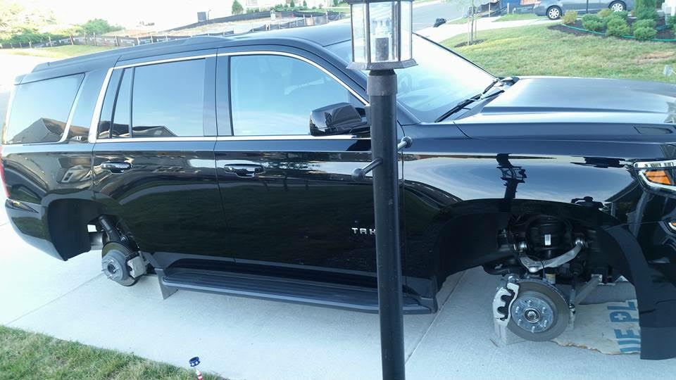 Ryan Morgan, of Woodbridge, woke to find the tires of his SUV had been stolen on Aug. 14. (Courtesy Ryan Morgan)